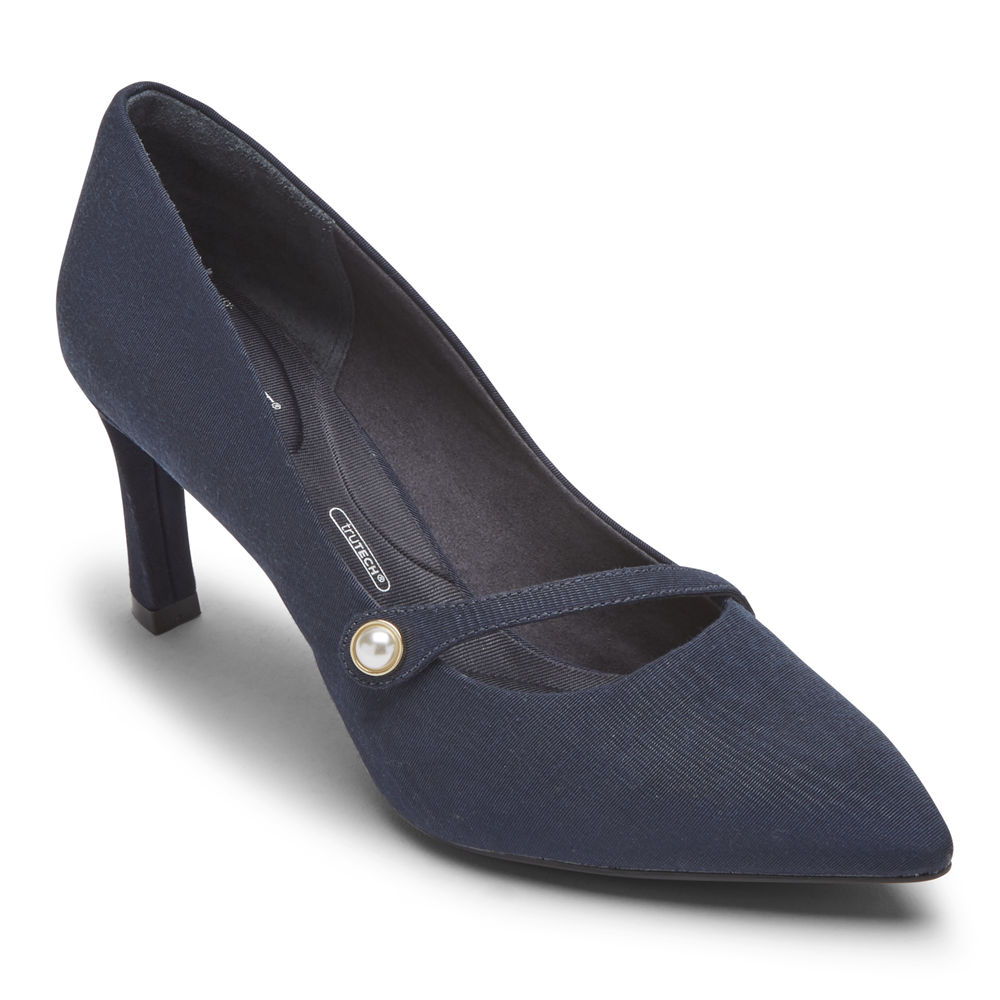 Rockport Womens Heels Navy - Total Motion Sheehan Mary Jane - UK 538-YATKRI